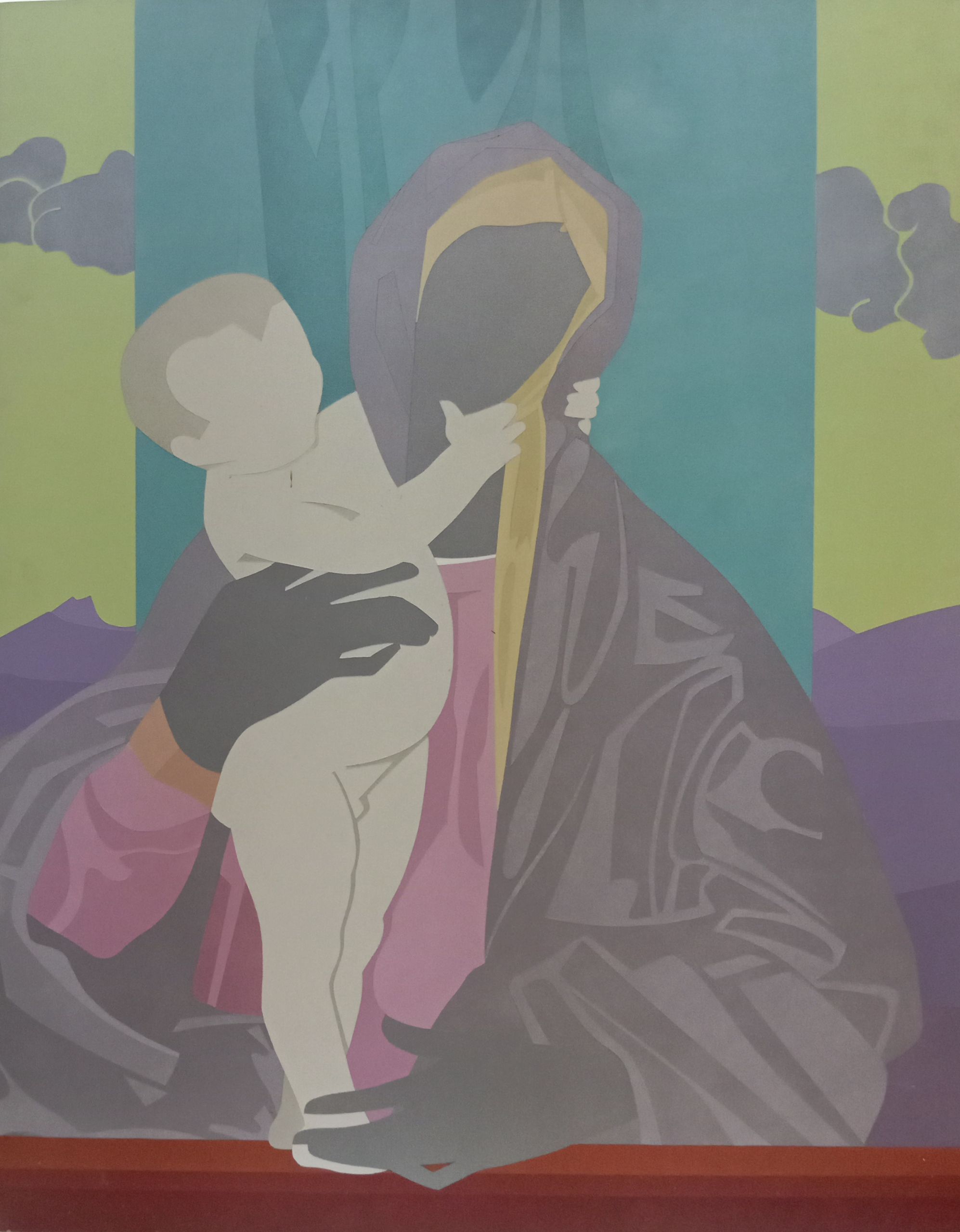 1991 La Virgen con el Niño 75x59 Acrílico sobre tablex